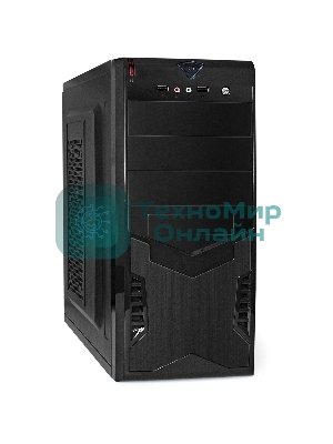 Компьютерный корпус Miditower ExeGate CP-601-UNS500 (ATX, БП UNS500 с вент. 12см, 2*USB, аудио, черный)
