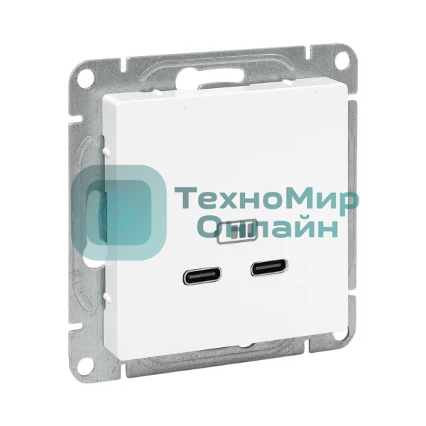 Розетка 2-м СП Эпика USB-C механизм бел. EKF UP1-SOW-2USBC