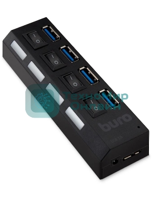 USB-концентратор Buro BU-HUB4-U3.0-L, USB 3.0, USB 4 порта, USB