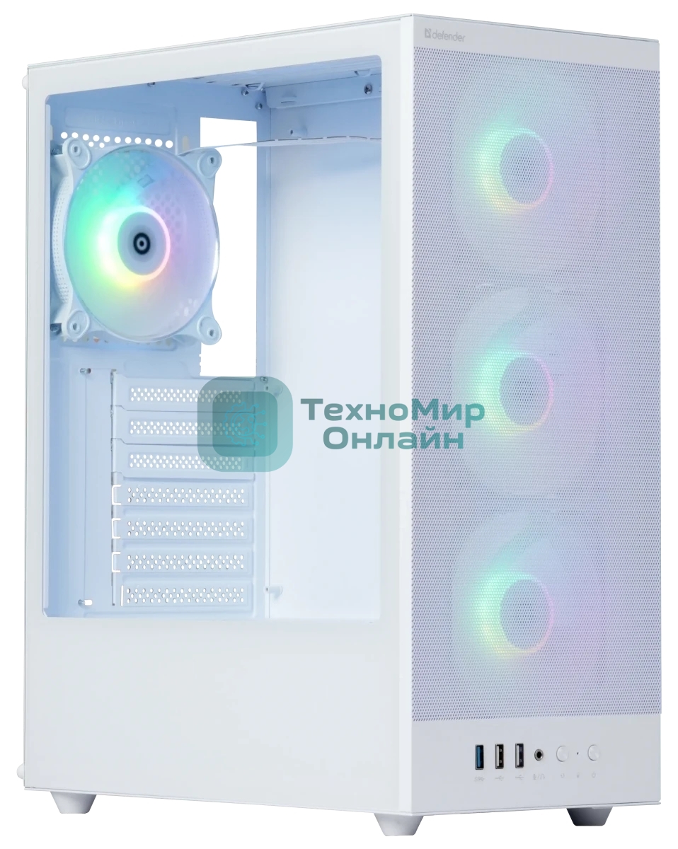 Компьютерный корпус Defender RaptorX белый,ATX,4fans,switch&M/BSync