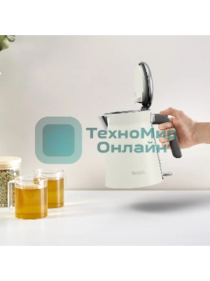 Электрочайник Tefal KI666AE0 молочный, 1.7 л, 2400 Вт, скрытый нагревательный элемент