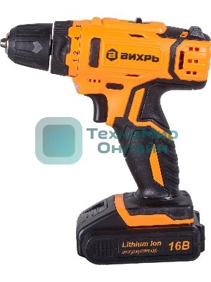 Дрель-шуруповерт Вихрь ДА-16Л-2КА, 16 В, 1,5 Ач, 32 Нм, щеточный