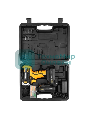 Дрель-шуруповерт Deko Sharker 16V, 16 В, 1,5 Ач, 32 Нм, щеточный