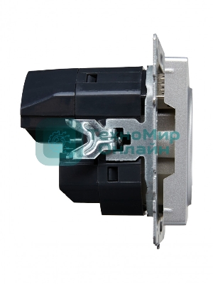 Розетка 1-местная IEK BRITE РЮш11-1-БрА (BR-R14-16-U22-018-K47) с заземлением, с защитными шторками, 16А, с USB A+C 18 Вт, алюминий