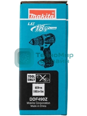 Дрель-шуруповерт Makita DDF490Z, 18 В, 0 Ач, 50 Нм, бесщеточный