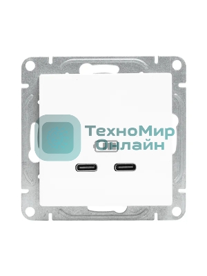 Розетка 2-м СП Эпика USB-C механизм бел. EKF UP1-SOW-2USBC