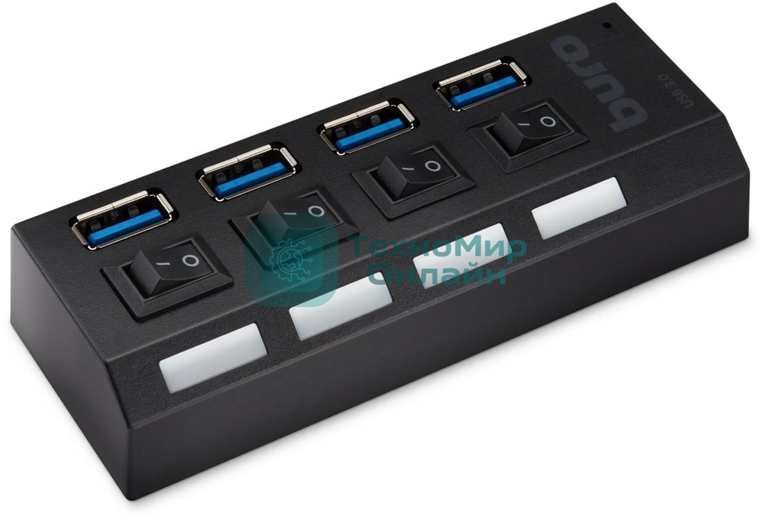 USB-концентратор Buro BU-HUB4-U3.0-L, USB 3.0, USB 4 порта, USB