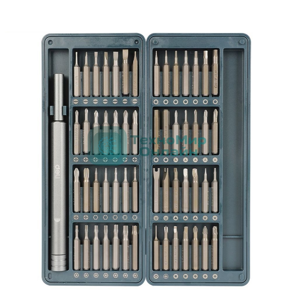 Набор прецизионных отверток Deli DL241057 (отвертка + 56 бит), сталь S2 + Cr-V