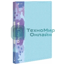 Папка с 20 прозрачными вкладками Бюрократ Pastel PAST20BLUE A4, пластик, 0.5мм, торцевой карман с бумажной вставкой, голубой