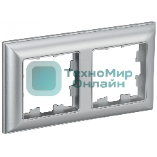 Рамка 2-местная IEK BRITE РУ-2-Бр DECOR 3D-форма алюминий/алюминий