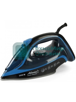 Утюг Atlanta ATH-5581 черный/синий, 2600 Вт, 32 г/мин, 89 г/мин, 380 мл