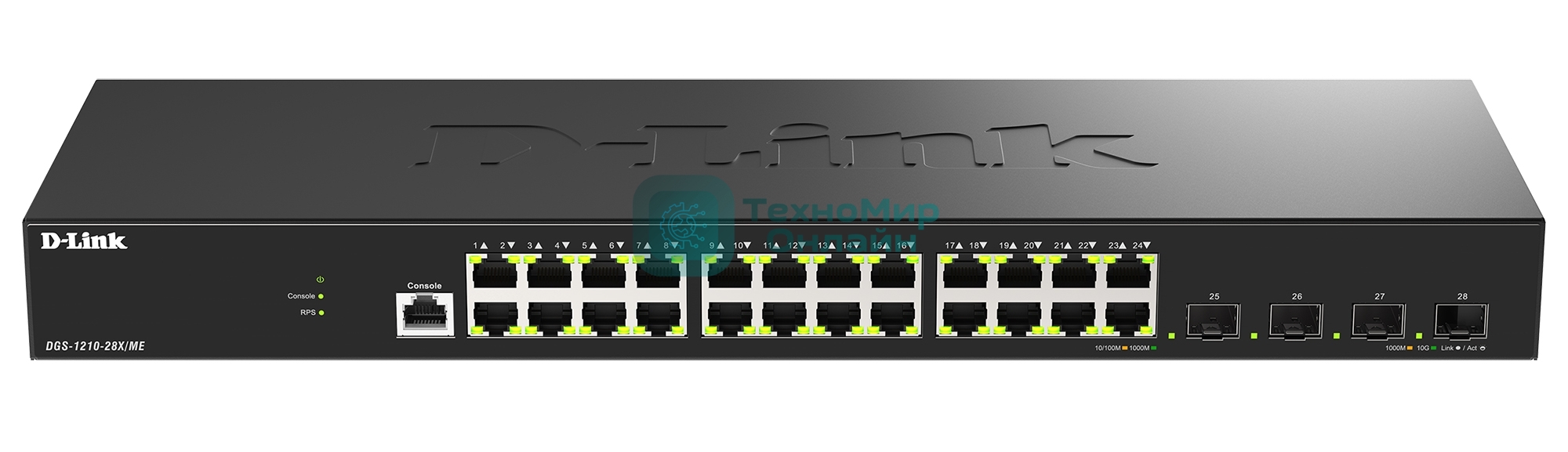Коммутатор D-Link DGS-1210-28X/ME/C1A, 24×1 Гбит/с + 4×10 Гбит/с SFP+, управляемый