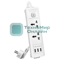 Сетевой фильтр универсальный Deli ET407/3 розетки + 3USB, 2 м