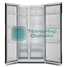 Холодильник Hyundai CS6503FV белое стекло двухкамерный 407/205л морозилка сбоку, No Frost, Side by Side