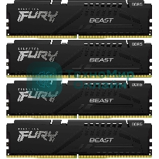 Оперативная память Kingston Fury Beast, DDR5, 128Gb (4x32Gb), 5200MHz, CL40, DIMM, радиатор, черный