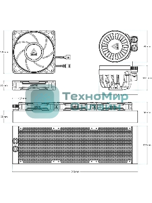 Система жидкостного охлаждения Arctic Cooling Liquid Freezer III Pro 360 ARGB Whte ACFRE00188A белый 120мм алюминий+медь 2500rpm 31db 4-pin