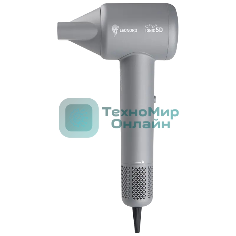 Фен LEONORD LE-1219 серый, 1800 Вт, ионизация