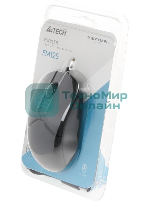 Мышь проводная A4Tech Fstyler FM12S черный, 1200 dpi, USB, кнопки - 3
