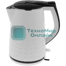 Чайник электрический Centek CT-0025 белый, металл 1.8 л, 2000 Вт, двойные стенки, кнопка вк л, на ручке