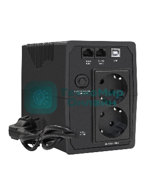 Источник бесперебойного питания ExeGate EP285478RUS Power Smart ULB-850.LCD.AVR.EURO.RJ.USB 850VA/480W, LCD, AVR, 2 евророзетки, RJ45/11, USB, черный
