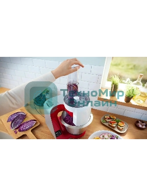 Кухонная машина Bosch MUM5X720 планетар.вращ. 1000Вт красный/серый
