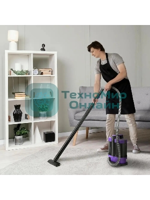 Пылесос моющий Kitfort КТ-5213 черный/фиолетовый, 450 Вт, уборка влажная, пылесборник контейнер 1.3 л