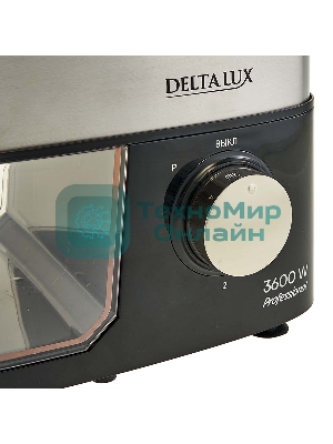 Мясорубка электрическая DELTA LUX DE-602MS черный, 3600 Вт, 2.5 кг/мин, реверс, защита от перегрузки, насадки - 6