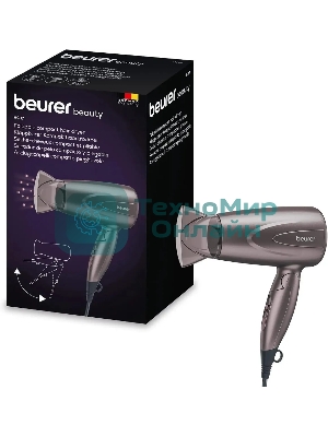 Фен Beurer HC17 серый, 1300 Вт, компактный, ионизация