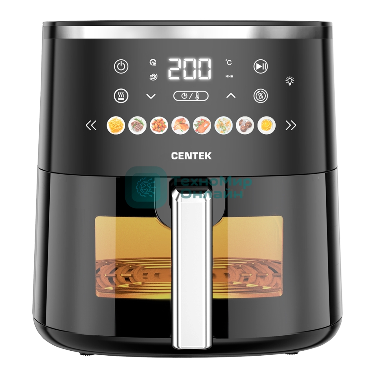 Аэрогриль Centek CT-3105 черный, 1500 Вт, 5 л, сенсор, 8 программ