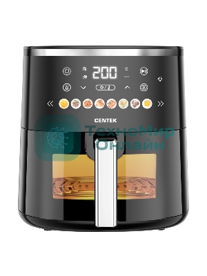 Аэрогриль Centek CT-3105 черный, 1500 Вт, 5 л, сенсор, 8 программ