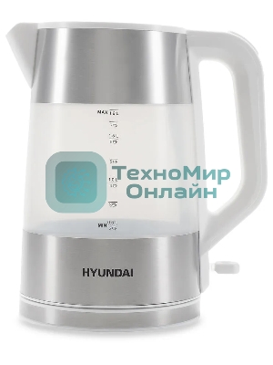 Чайник электрический Hyundai HYK-P4025 1.9 л, 2200 Вт, белый (корпус: пластик)
