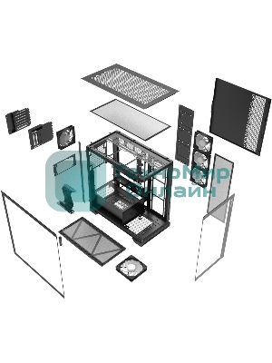 Компьютерный корпус XPG INVADER X BLACK (INVADERXMT-BKCWW) Mid-Tower Gaming ATX PC Case with Panoramic View, Tempered Glass Panels, and RGb Lighting Black