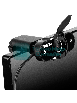 Веб-камера SVEN IC-915 1280x720, 30 кадр/с, USB Type-A, микрофон, шторка приватности, универсальное крепление