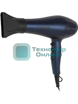 Фен Starwind SHD 7078 синий матовый/черный, 2000 Вт, ионизация