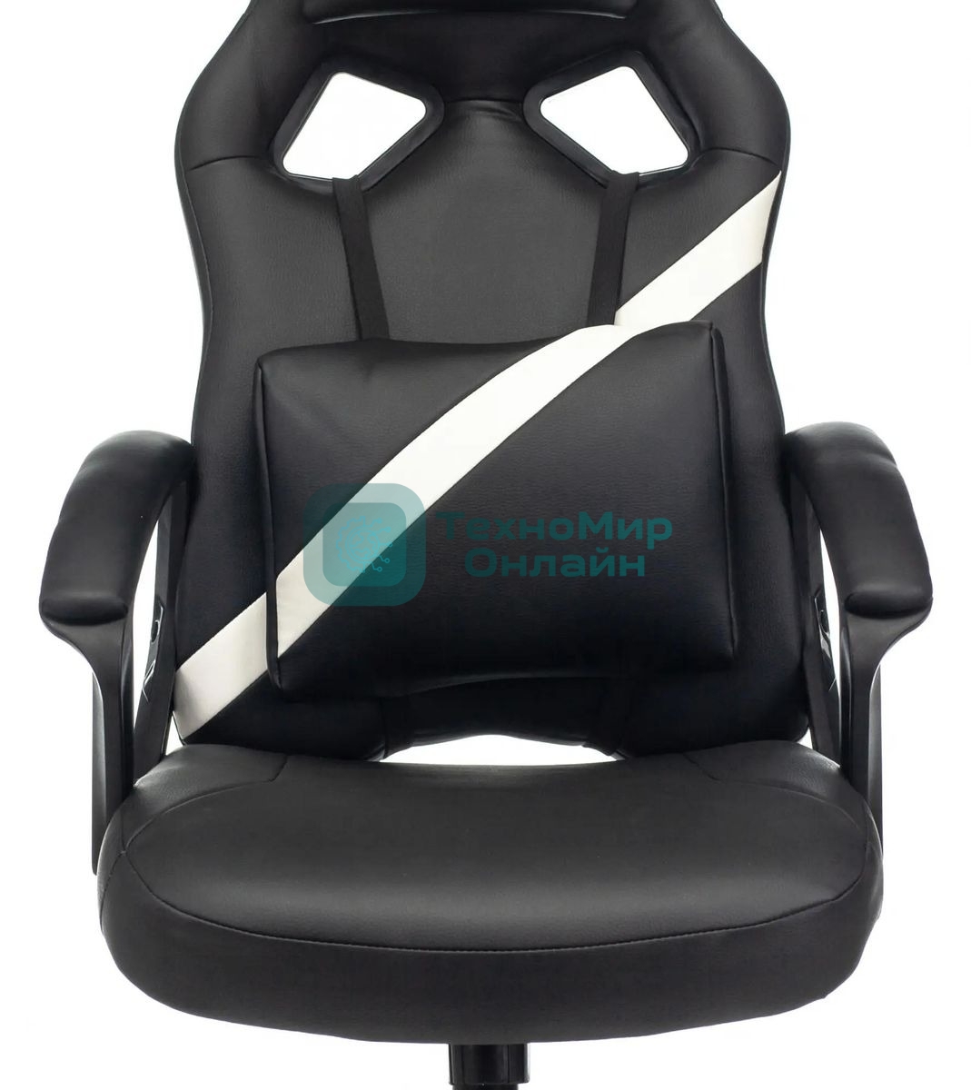 Кресло игровое Zombie DRIVER черный/белый, искусственная кожа, с подголов. крестовина пластик
