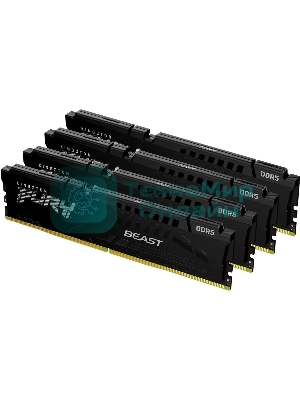 Оперативная память Kingston Fury Beast, DDR5, 128Gb (4x32Gb), 5200MHz, CL40, DIMM, радиатор, черный