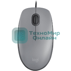 Мышь проводная Logitech M110 серый, 1000 dpi, USB, кнопки - 3
