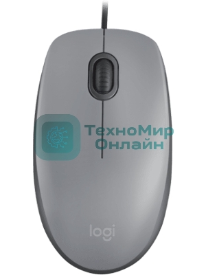 Мышь проводная Logitech M110 серый, 1000 dpi, USB, кнопки - 3