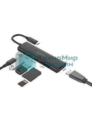 Разветвитель USB-C A4Tech DST-60C 2порт. серый