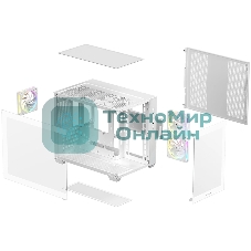 Компьютерный корпус Deepcool CG330 3F WH без БП, боковое окно (панорама), 3x120мм ARGB PWM вентилятора, белый, mATX (R-CG330-BKNGM3-G)