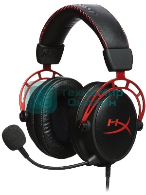 Гарнитура HyperX Cloud Alpha чёрный-красный, проводная, 2 x 3.5 мм, съёмный микрофон с шумоподавлением, регулятор громкости на кабеле