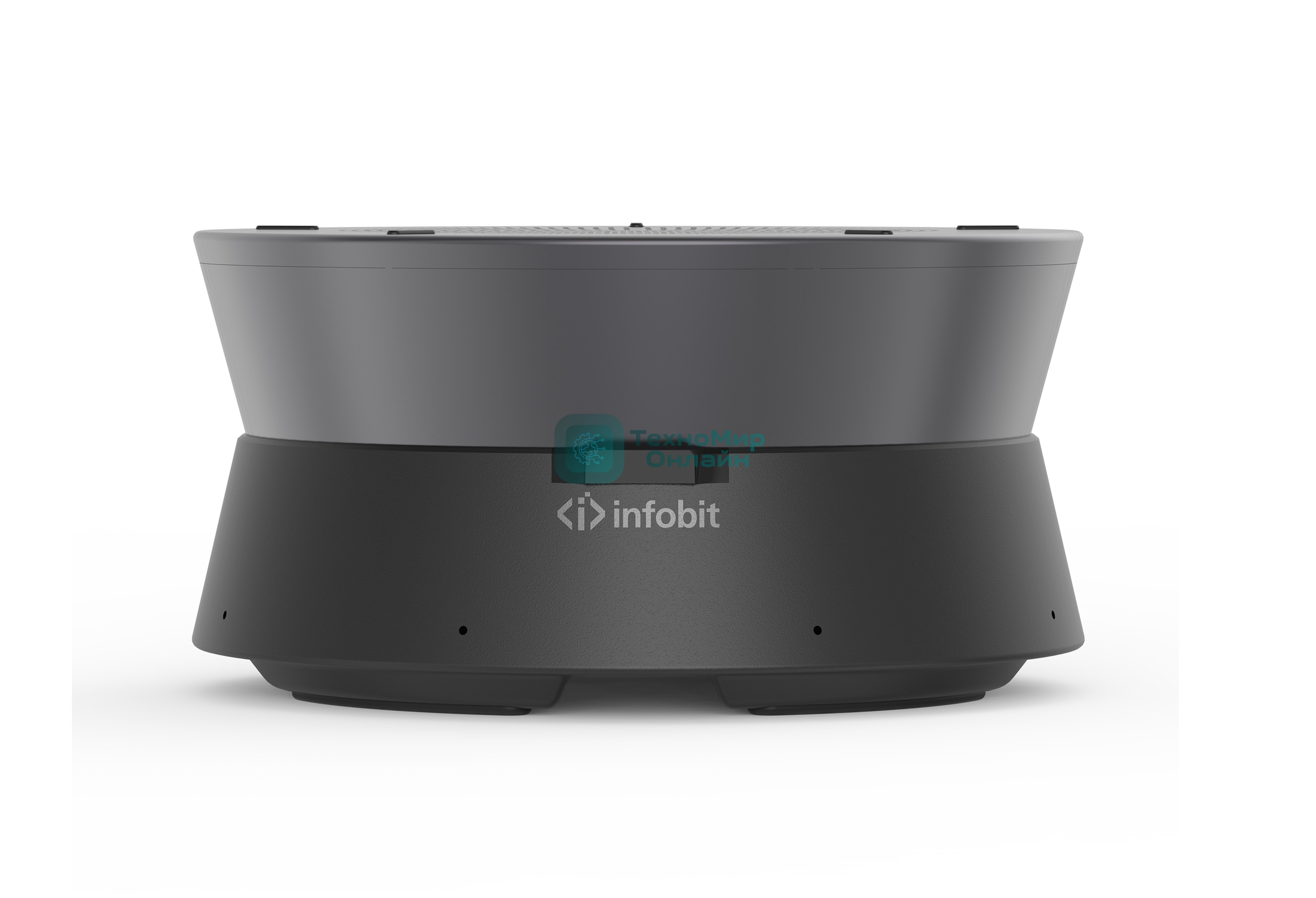 Спикерфон Infobit [iSpeaker M500] для переговорных комнат (15-25кв.м.) на 5-8 человек: 8 всенаправленных микрофонных капсюлей, AEC, AGC, RS. Макс. расстояние - 5 метров. Макс.5 устройств подкл. daisy chain (RJ45). Works with iCam VB60