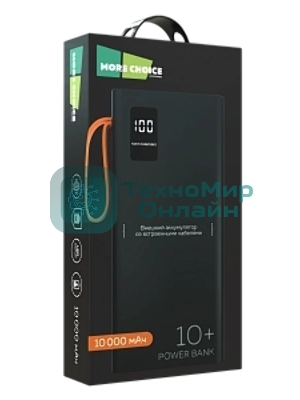 Портативный аккумулятор MORE CHOICE (4620202550538) PB22-10 с кабелем 2USB 2.1A - 10000mA черный