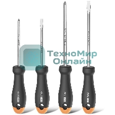 Набор отверток Home Series Gray Deli HT1004C 4шт SL5x100+SL6x150+PH1x100+PH2x150, эксклюзивный дизайн, рукоятка из высококачественного софттач пластика