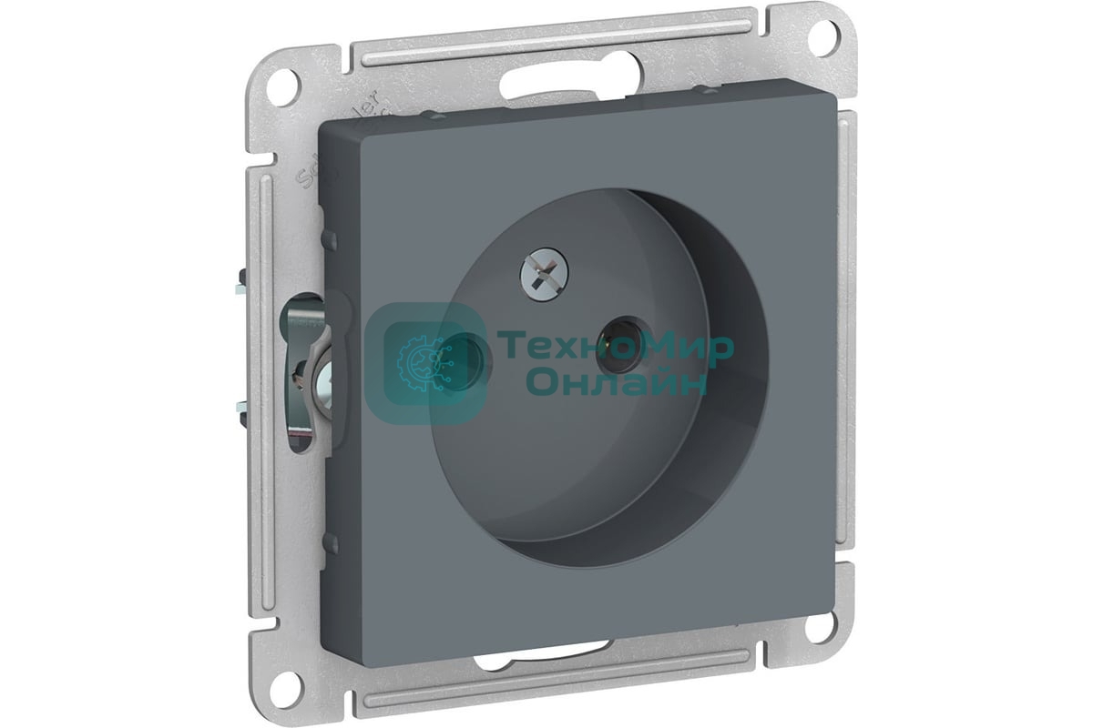 Механизм розетки 1-м СП AtlasDesign 16А IP20 без заземл. грифель