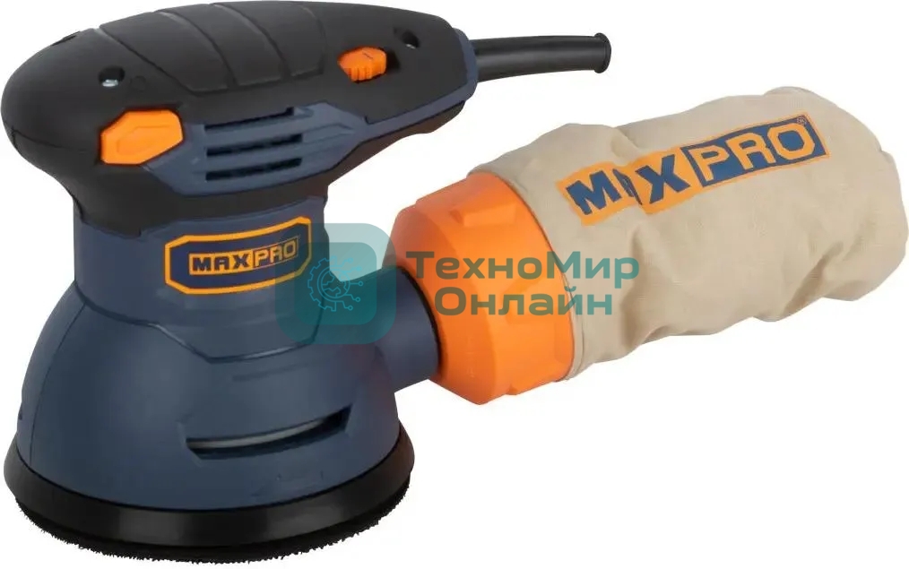 Шлифмашина эксцентриковая MAX-PRO 300 Вт, 5000-12000 об/мин, 125 мм, 1,2 кг, липучка, пылезащищенный выключатель, коробка