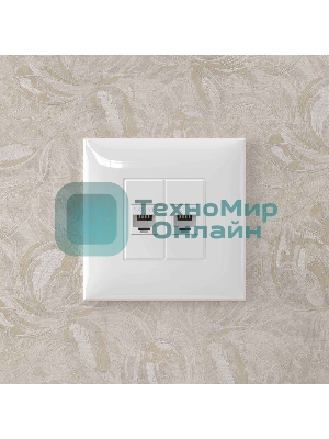 Розетка компьютерная DKC Avanti 4400664 RJ-45 без шторки в стену, кат.5е двойная, 