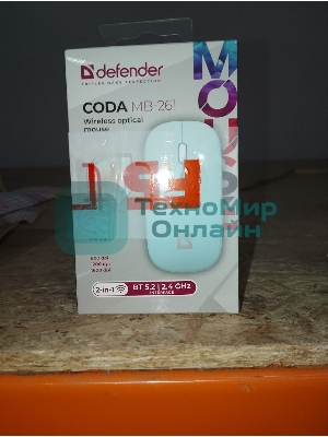 (Поврежденный товар) Мышь беспроводная DEFENDER Coda MB-261 blue (USB/BT, 1600dpi, 4but) (52263_(Поврежденный товар) 000562)