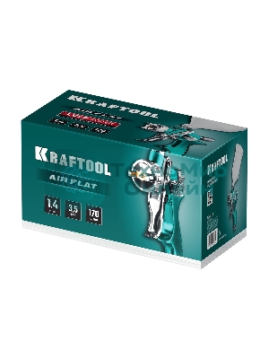 Краскопульт пневматический KRAFTOOL AirFlat LVLP c верхним бачком, 1.4мм