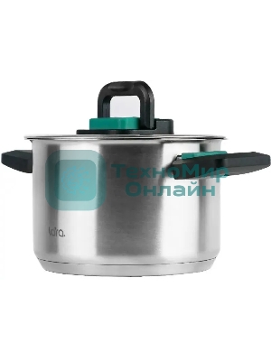 Кастрюля LARA LR02-245 Изумруд 6,4 л, нержавеющая сталь, с крышкой